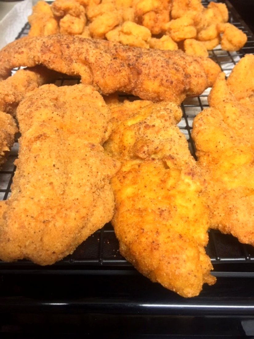 Fried catfish and shrimp tray