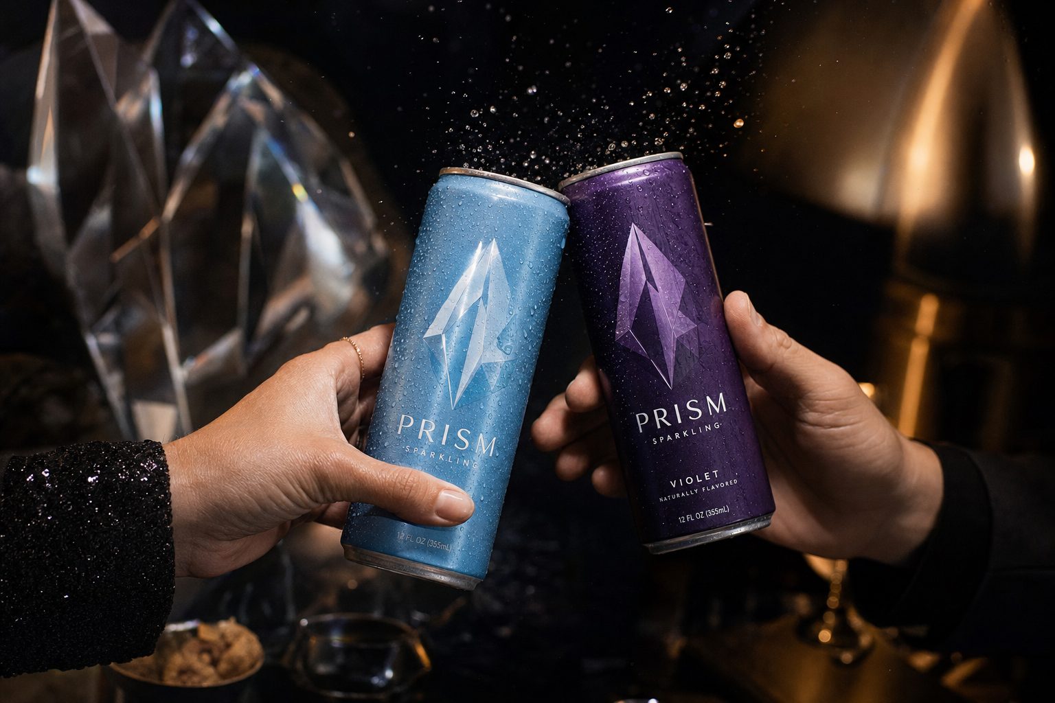 Two cans toasting